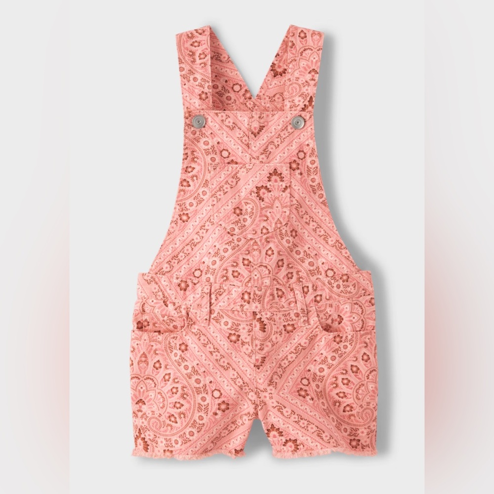 The Children's Place Girls Pink Bandana Twill Shortalls Size 16